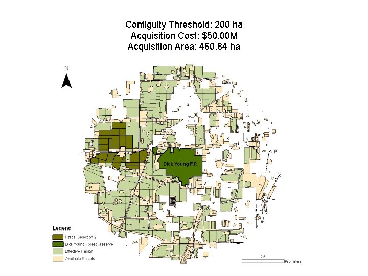 Parcel Selection 2 Contiguity Threshold: 200 ha Acquisition Cost: $50. 00 M Acquisition Area: Parcel Selection 2 Contiguity Threshold: 200 ha Acquisition Cost: $50. 00 M Acquisition Area: