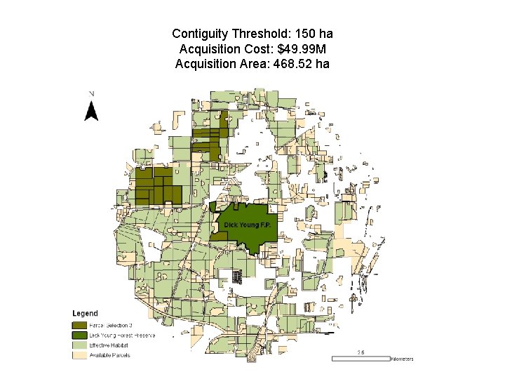 Parcel Selection 3 Contiguity Threshold: 150 ha Acquisition Cost: $49. 99 M Acquisition Area: Parcel Selection 3 Contiguity Threshold: 150 ha Acquisition Cost: $49. 99 M Acquisition Area: