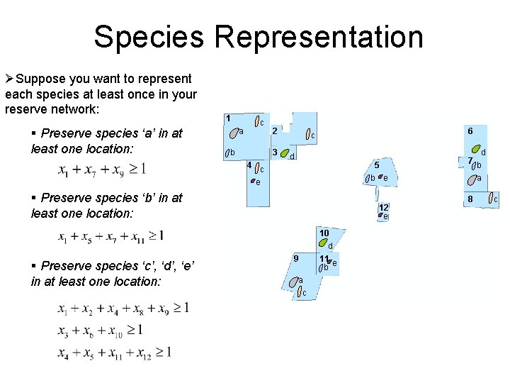 Species Representation ØSuppose you want to represent each species at least once in your Species Representation ØSuppose you want to represent each species at least once in your
