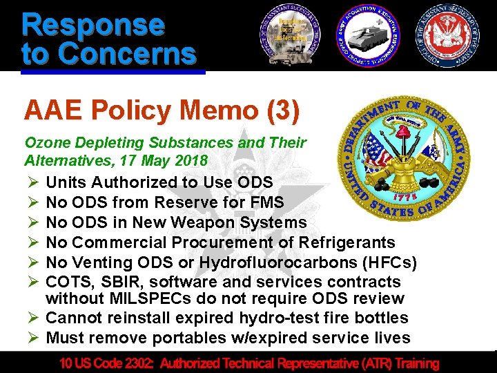 Response to Concerns AAE Policy Memo (3) Ozone Depleting Substances and Their Alternatives, 17