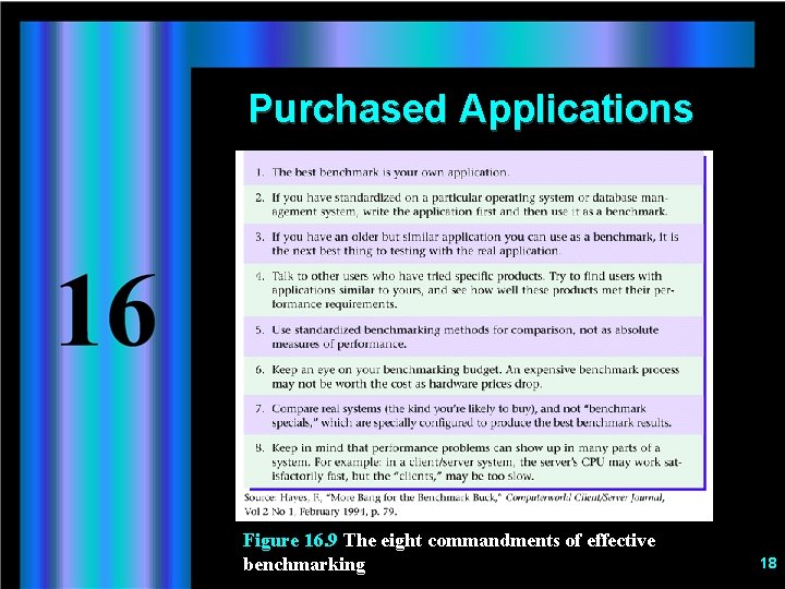 Purchased Applications Figure 16. 9 The eight commandments of effective benchmarking 18 