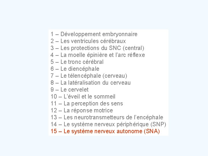 1 – Développement embryonnaire 2 – Les ventricules cérébraux 3 – Les protections du