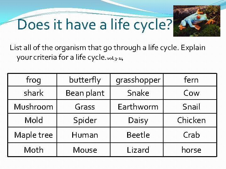 Does it have a life cycle? List all of the organism that go through