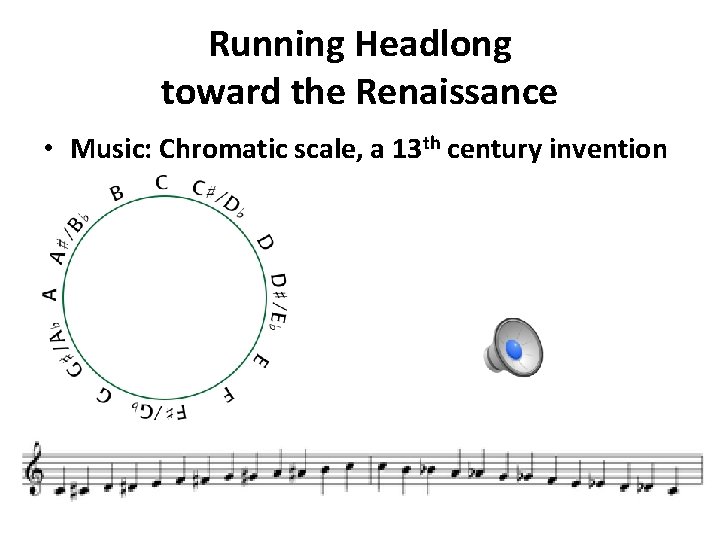 Running Headlong toward the Renaissance • Music: Chromatic scale, a 13 th century invention