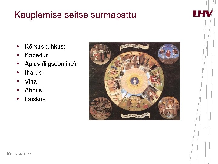 Kauplemise seitse surmapattu • • 10 Kõrkus (uhkus) Kadedus Aplus (liigsöömine) Iharus Viha Ahnus Kauplemise seitse surmapattu • • 10 Kõrkus (uhkus) Kadedus Aplus (liigsöömine) Iharus Viha Ahnus