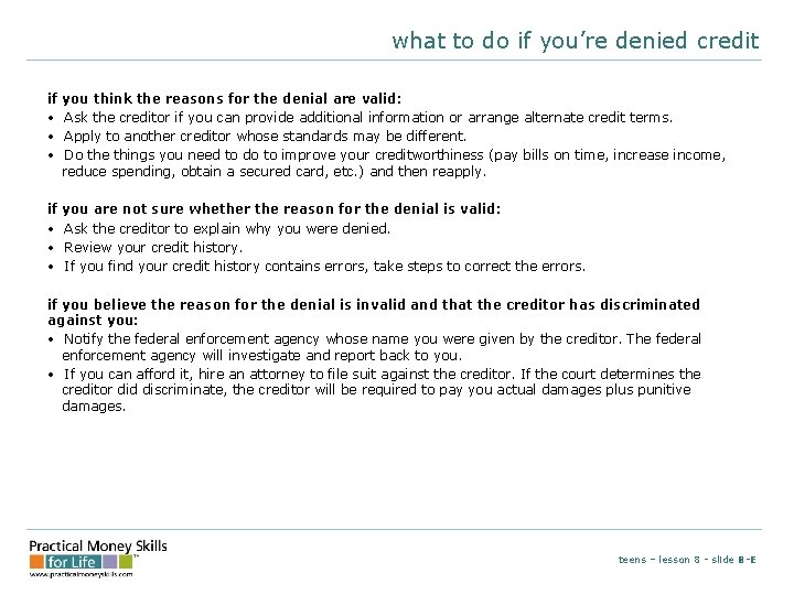 what to do if you’re denied credit if • • • you think the