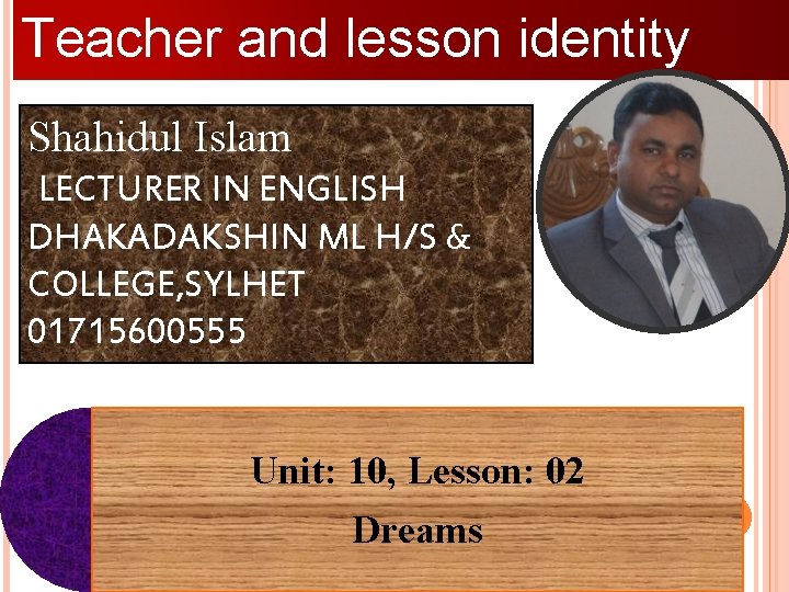 Teacher and lesson identity 2/27/2021 Shahidul Islam LECTURER IN ENGLISH DHAKADAKSHIN ML H/S &