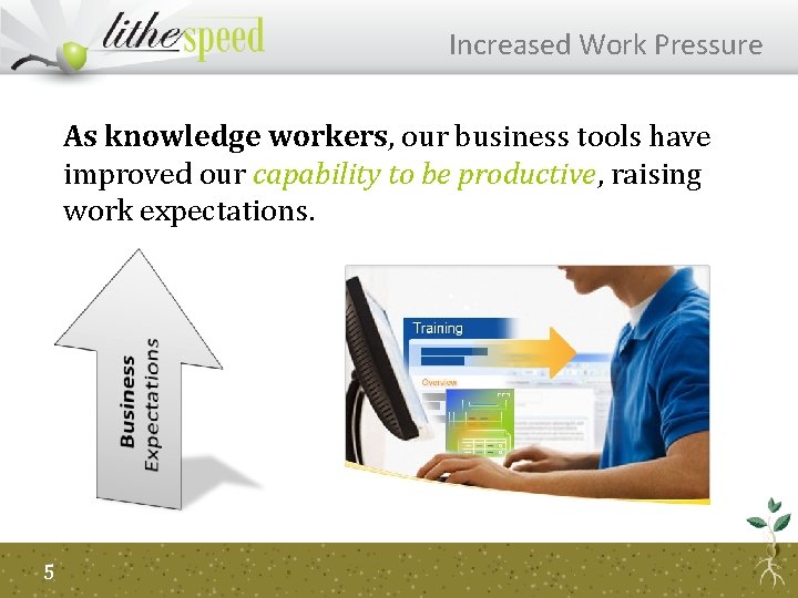 Increased Work Pressure As knowledge workers, our business tools have improved our capability to