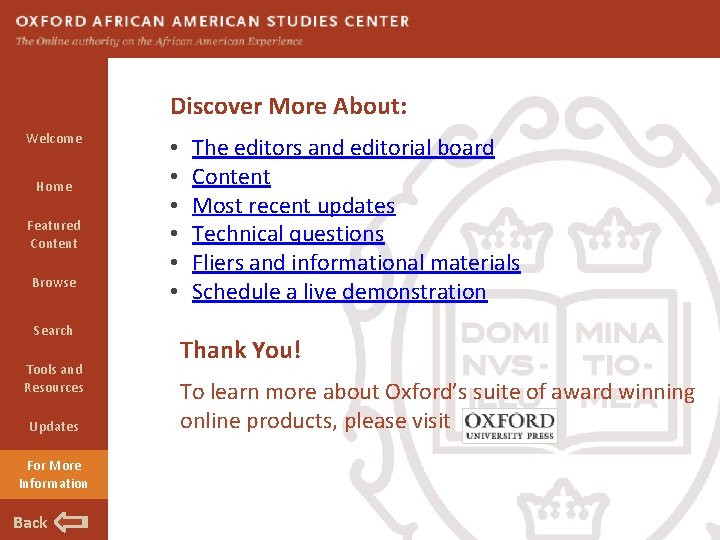 Discover More About: Welcome Home Featured Content Browse Search Tools and Resources Updates For Discover More About: Welcome Home Featured Content Browse Search Tools and Resources Updates For