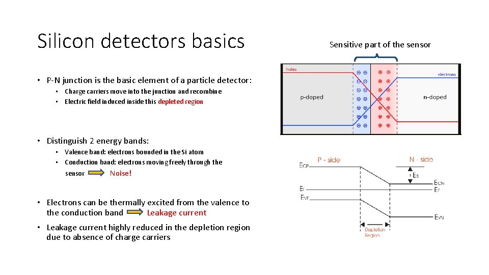 Silicon detectors basics • P-N junction is the basic element of a particle detector: