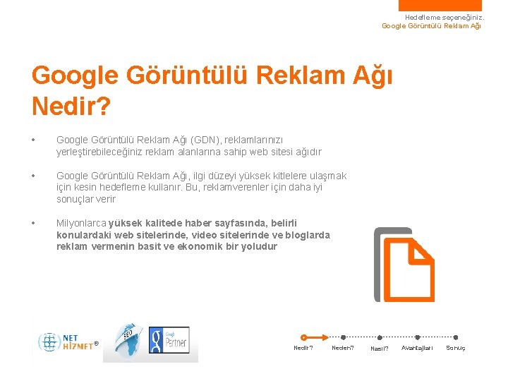 Hedefleme seçeneğiniz. Google Görüntülü Reklam Ağı Nedir? • Google Görüntülü Reklam Ağı (GDN), reklamlarınızı