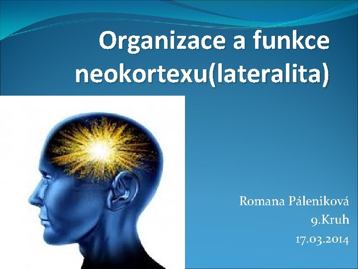 Organizace a funkce neokortexu(lateralita) Romana Páleniková 9. Kruh 17. 03. 2014 