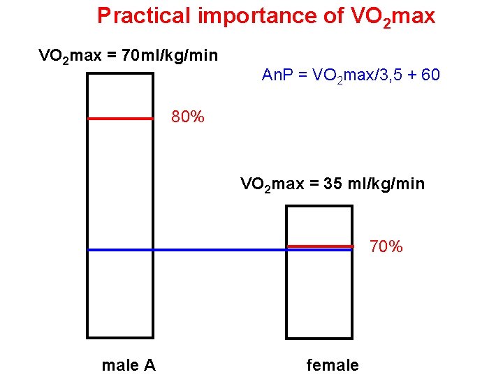 Practical importance of VO 2 max = 70 ml/kg/min An. P = VO 2