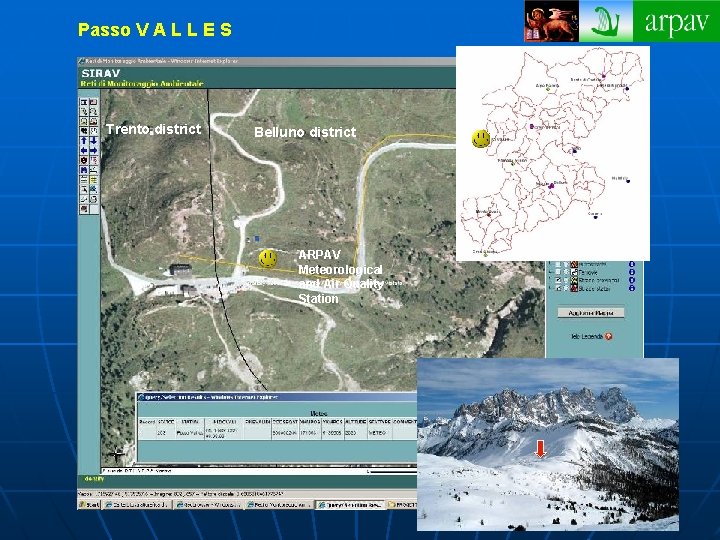 Passo V A L L E S Trento district Belluno district ARPAV Meteorological and