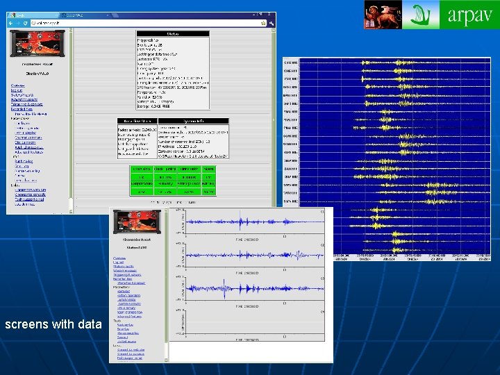 screens with data 