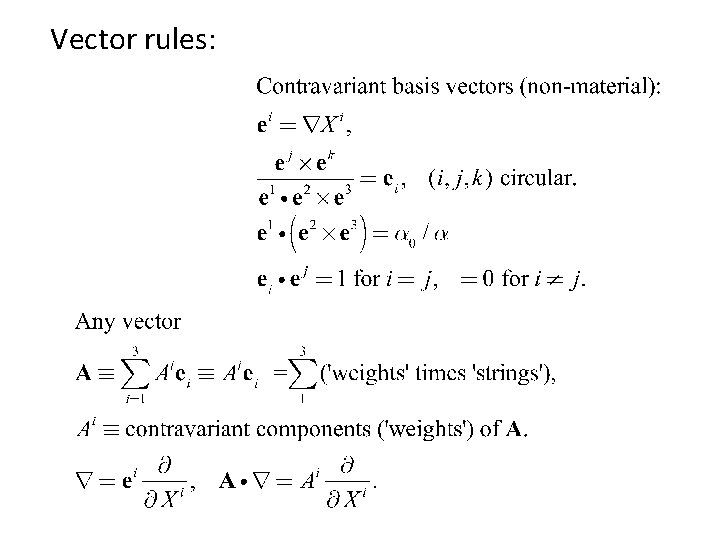 Vector rules: 