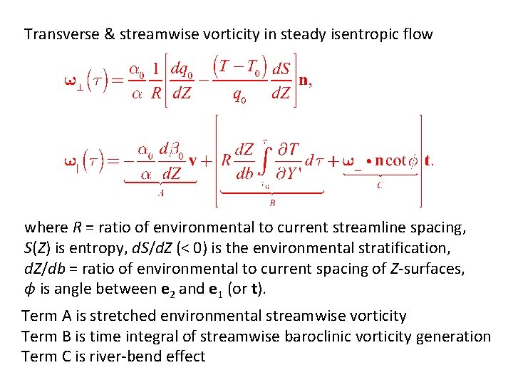 Transverse & streamwise vorticity in steady isentropic flow where R = ratio of environmental