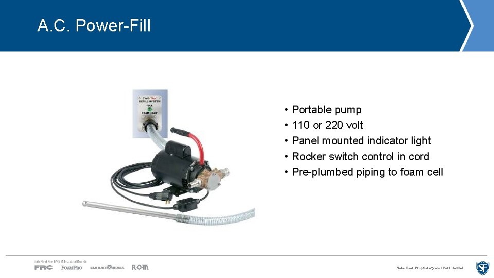 A. C. Power-Fill • Portable pump • 110 or 220 volt • Panel mounted