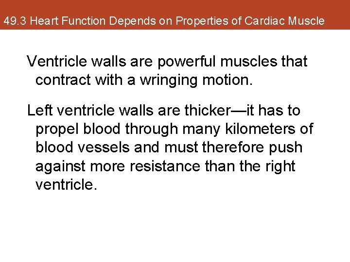49. 3 Heart Function Depends on Properties of Cardiac Muscle Ventricle walls are powerful