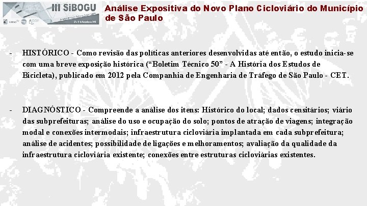 Análise Expositiva do Novo Plano Cicloviário do Município de São Paulo - HISTÓRICO -