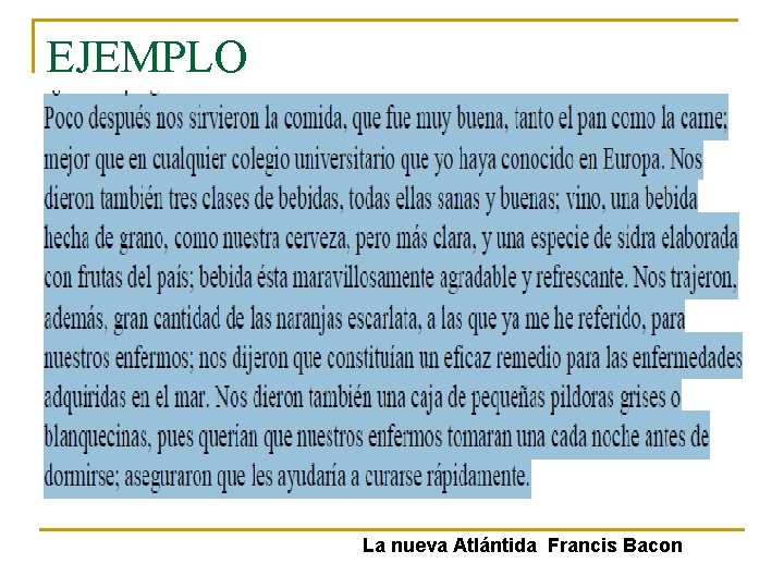 EJEMPLO La nueva Atlántida Francis Bacon 