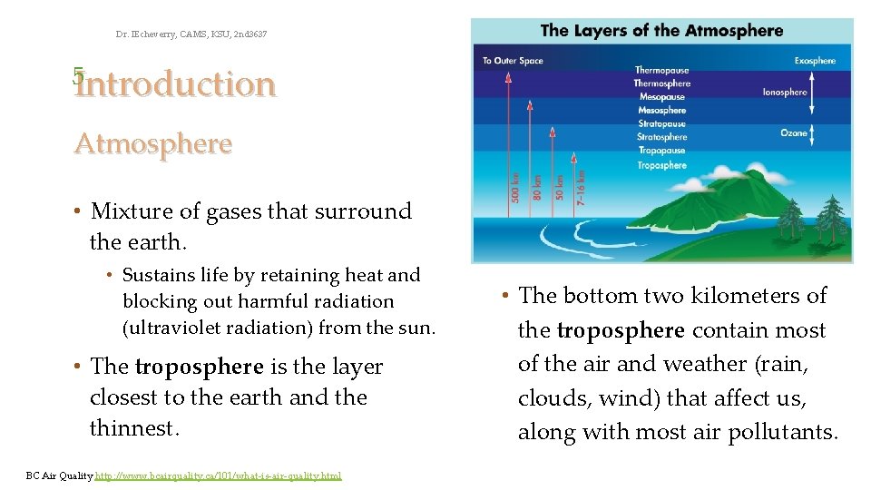 Dr. IEcheverry, CAMS, KSU, 2 nd 3637 5 Introduction Atmosphere • Mixture of gases