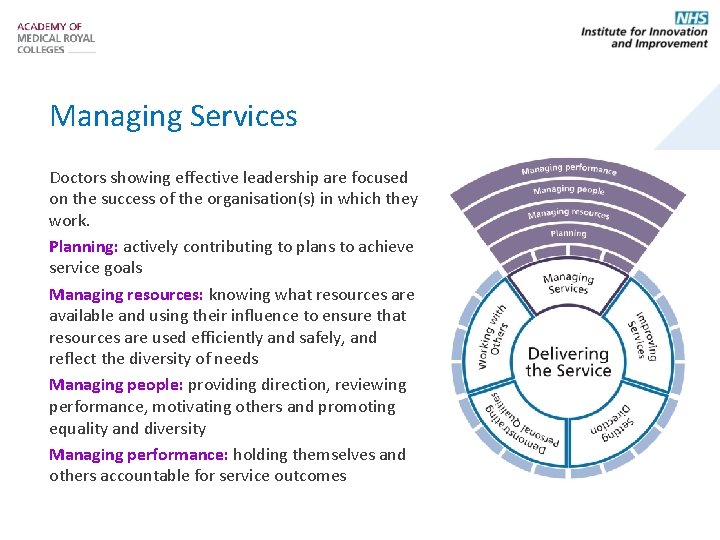 Managing Services Doctors showing effective leadership are focused on the success of the organisation(s)