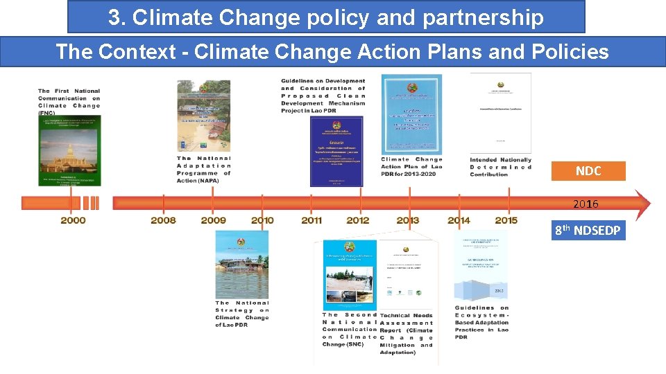 3. Climate Change policy and partnership The Context - Climate Change Action Plans and