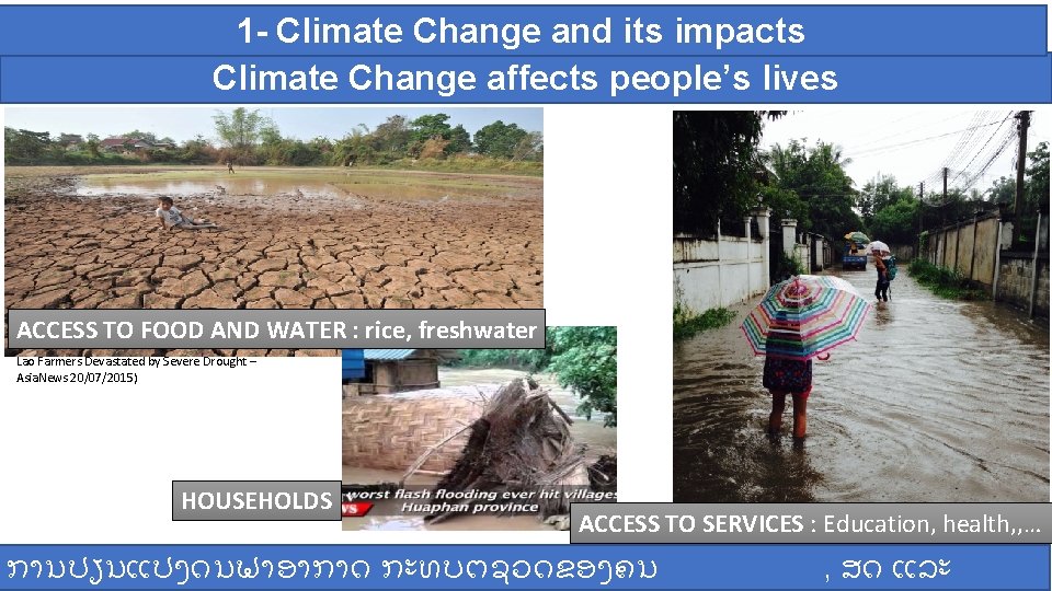 1 - Climate Change and its impacts Climate Change affects people’s lives ACCESS TO