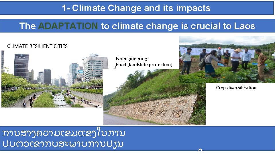 1 - Climate Change and its impacts The ADAPTATION to climate change is crucial