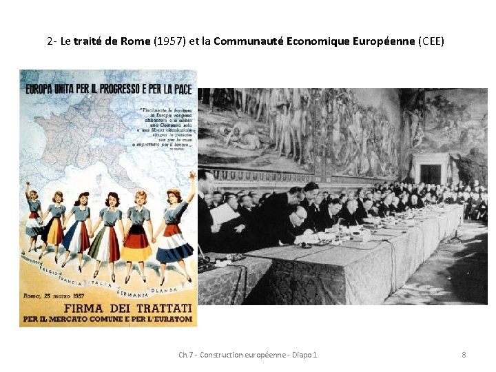 2 - Le traité de Rome (1957) et la Communauté Economique Européenne (CEE) Ch. 2 - Le traité de Rome (1957) et la Communauté Economique Européenne (CEE) Ch.