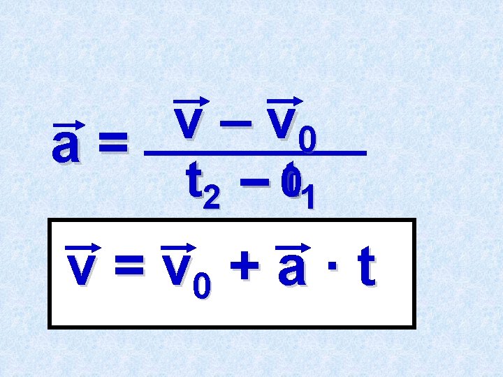 v – v 0 a= t 2 – 0 t 1 v = v