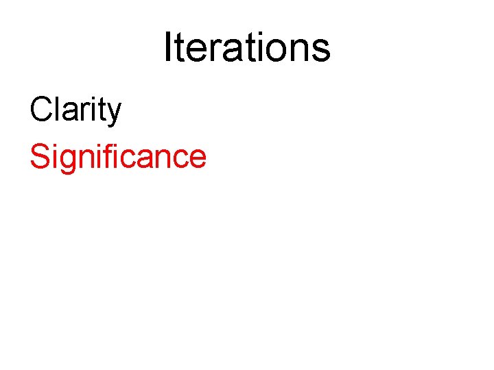 Iterations Clarity Significance 