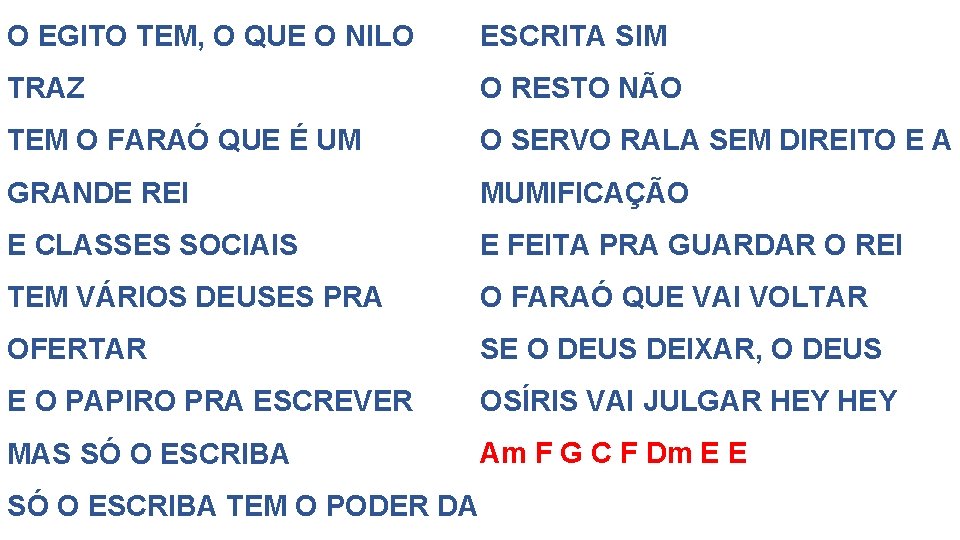 O EGITO TEM, O QUE O NILO ESCRITA SIM TRAZ O RESTO NÃO TEM