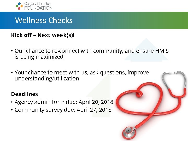 Wellness Checks Kick off – Next week(s)! • Our chance to re-connect with community,