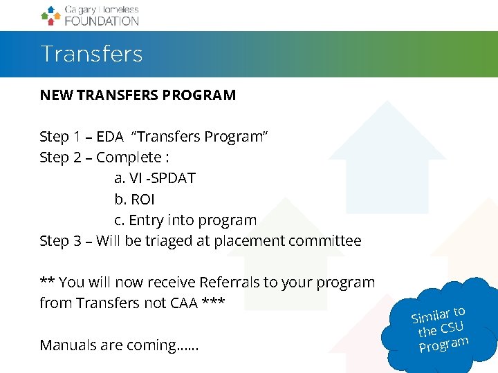 Transfers NEW TRANSFERS PROGRAM Step 1 – EDA “Transfers Program” Step 2 – Complete