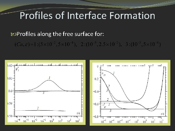 Profiles of Interface Formation Profiles along the free surface for: 