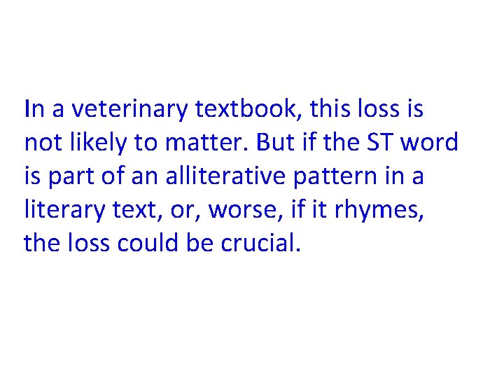 In a veterinary textbook, this loss is not likely to matter. But if the