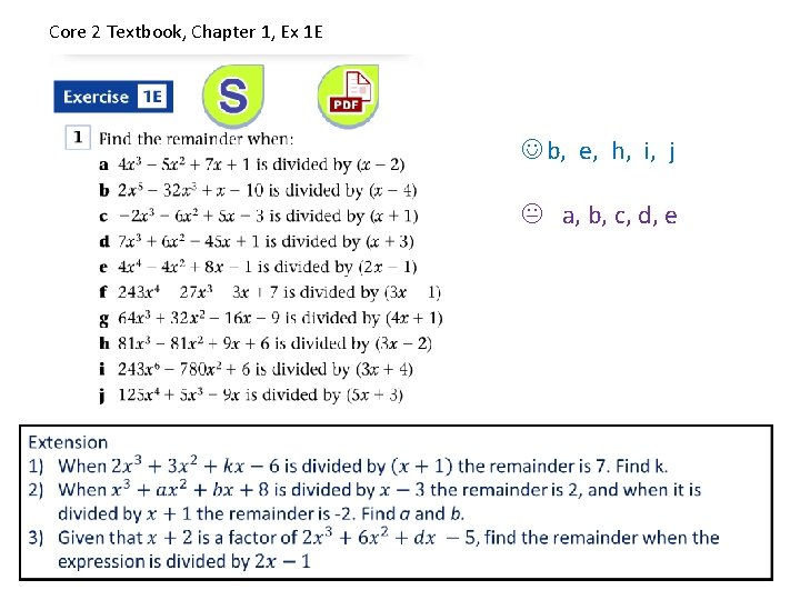 Core 2 Textbook, Chapter 1, Ex 1 E J b, e, h, i, j