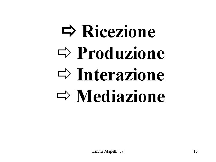  Ricezione Produzione Interazione Mediazione Emma Mapelli '09 15 