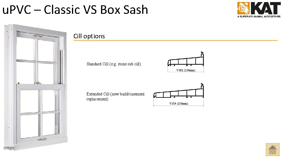 u. PVC – Classic VS Box Sash Cill options Standard Cill (e. g. stone