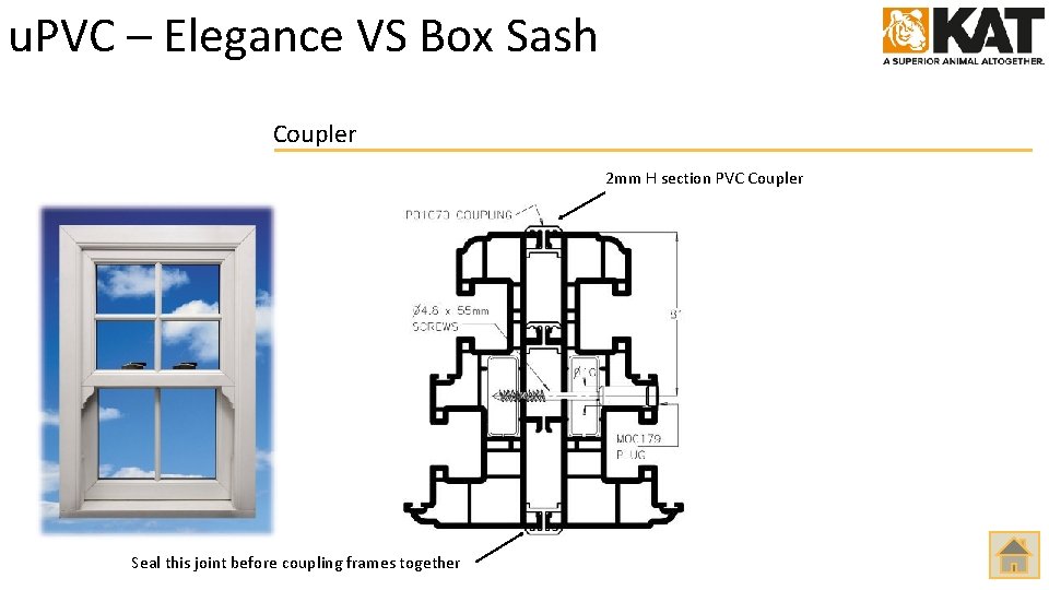u. PVC – Elegance VS Box Sash Coupler 2 mm H section PVC Coupler