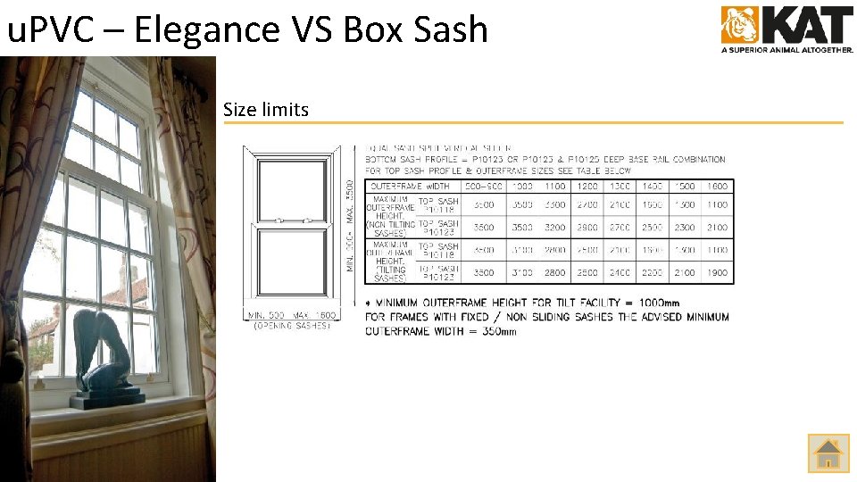 u. PVC – Elegance VS Box Sash Size limits 