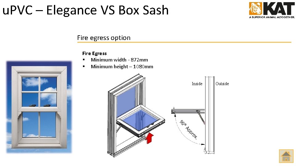 u. PVC – Elegance VS Box Sash Fire egress option Fire Egress § Minimum