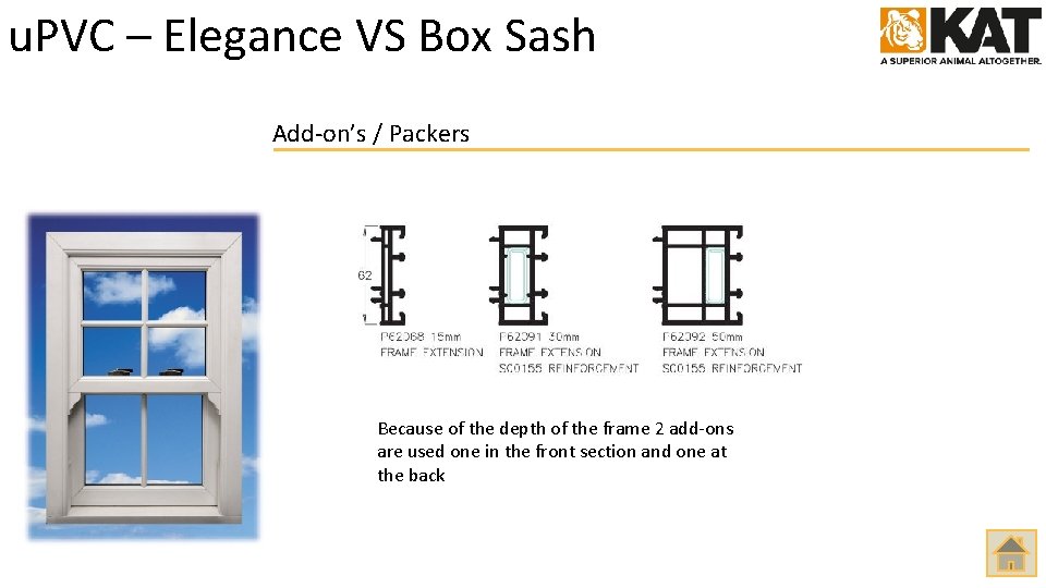u. PVC – Elegance VS Box Sash Add-on’s / Packers Because of the depth