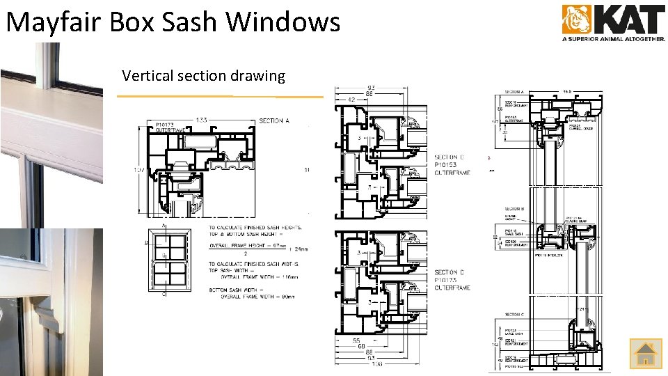 Mayfair Box Sash Windows Vertical section drawing 