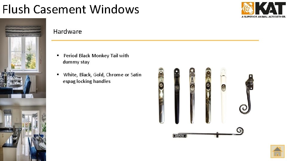 Flush Casement Windows Hardware § Period Black Monkey Tail with dummy stay § White,