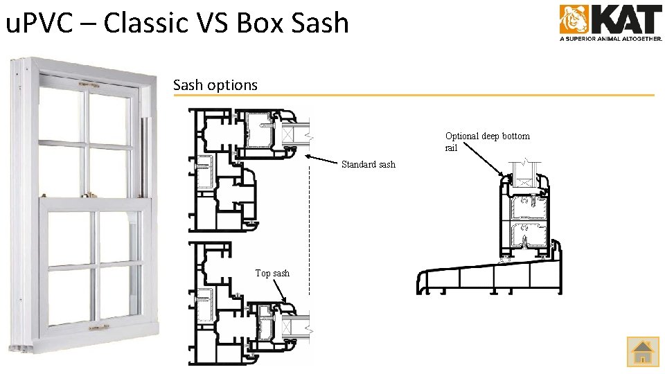 u. PVC – Classic VS Box Sash options Optional deep bottom rail Standard sash