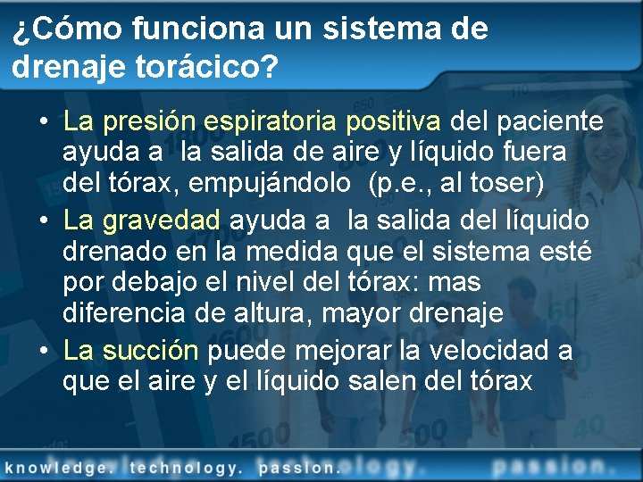 ¿Cómo funciona un sistema de drenaje torácico? • La presión espiratoria positiva del paciente