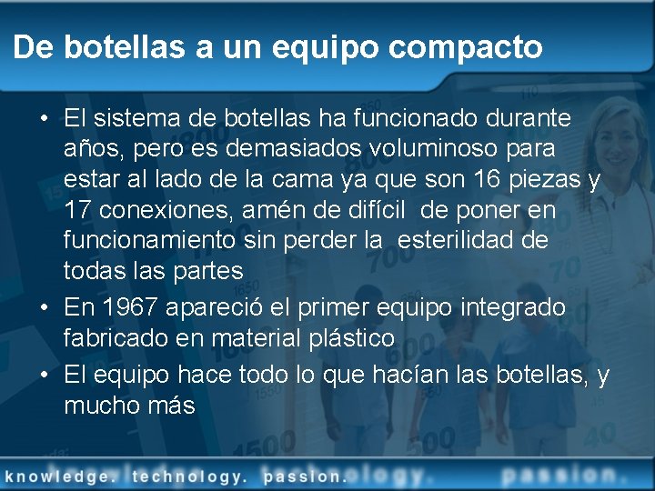 De botellas a un equipo compacto • El sistema de botellas ha funcionado durante